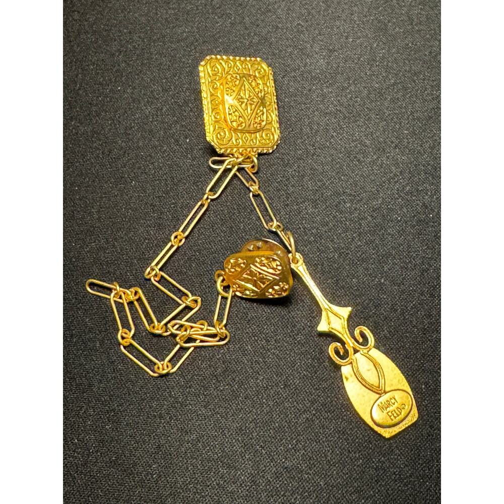 Marcy Feld Double Pin Brooch with Long Charm